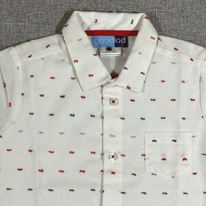 Good Lad Button Down Shirt Boys 4T White Red Blue Dash Preppy Nautical Summer